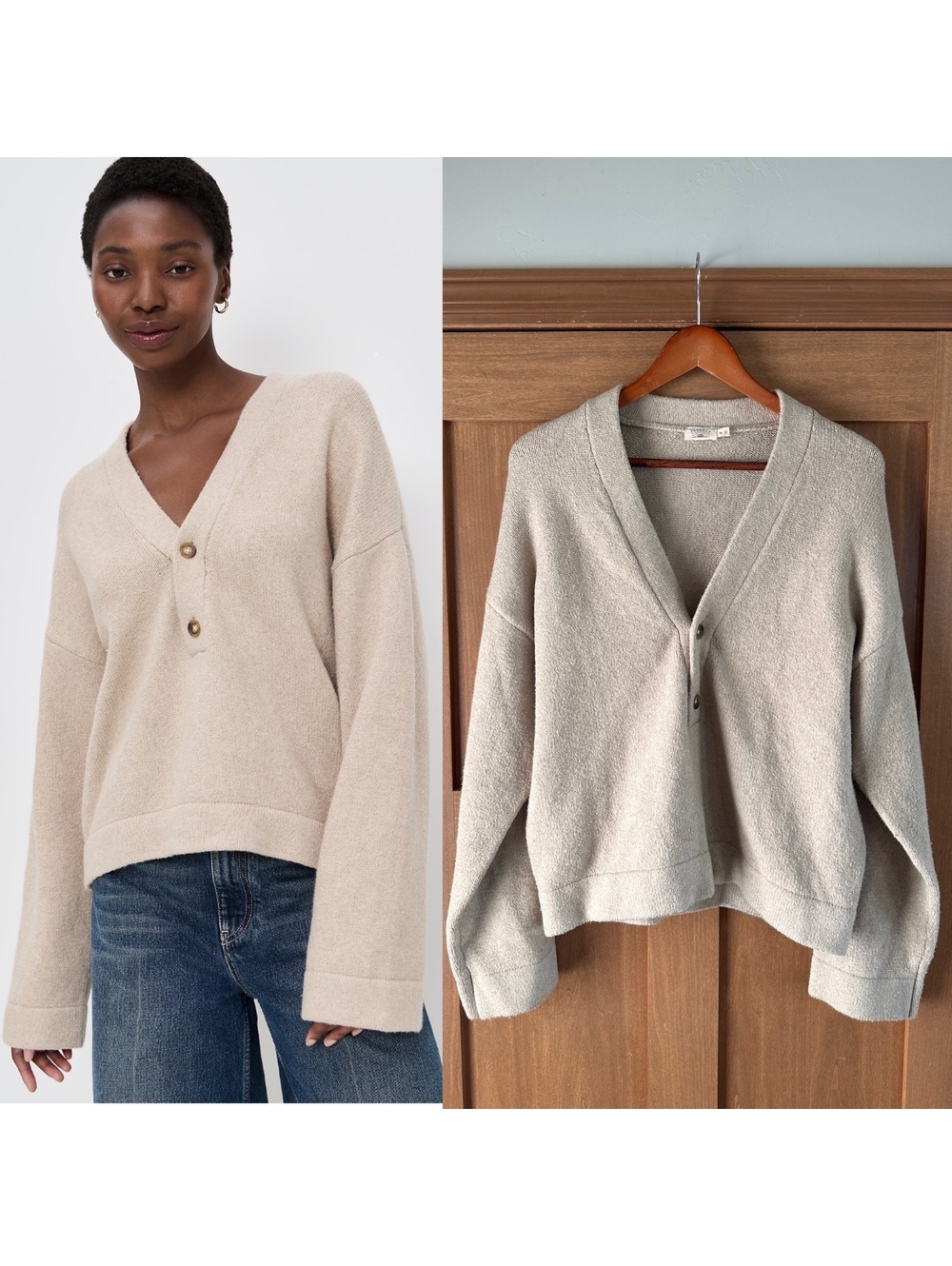 Faherty Jackson V-Neck Popover Sweater in Oatmeal Heather Beige Women’s size XS